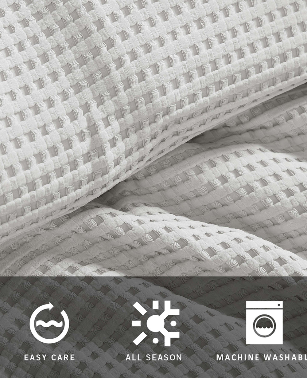 Kenneth Cole Shop Reversible Grey Waffle Duvet Cover Set | KC Home | GREY