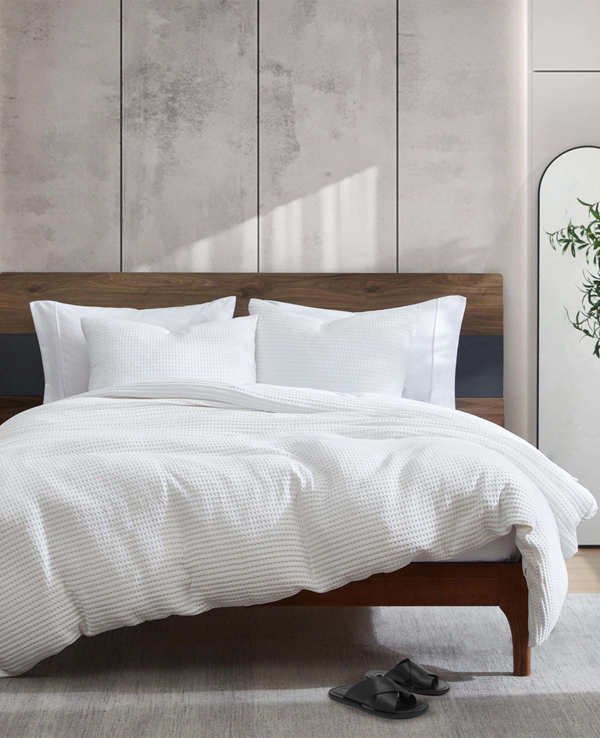 Kenneth Cole Shop Reversible Solid White Waffle Comforter Set | KC Home | WHITE