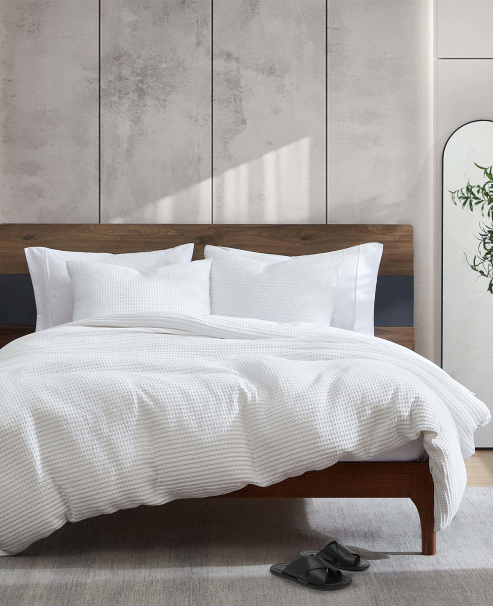 Kenneth Cole Shop Reversible Solid White Waffle Comforter Set | KC Home | WHITE