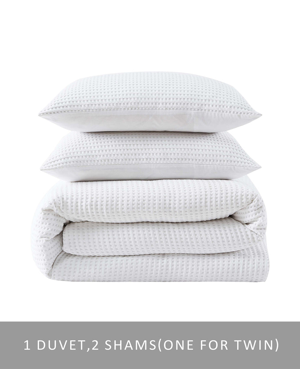 Kenneth Cole Shop Reversible Solid White Waffle Comforter Set | KC Home | WHITE