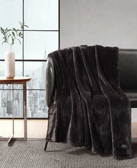 Kenneth Cole Faux Fur Solid Throw Blanket | BROWN