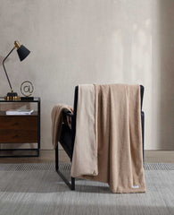 Kenneth Cole Faux Fur Solid Throw Blanket | BEIGE