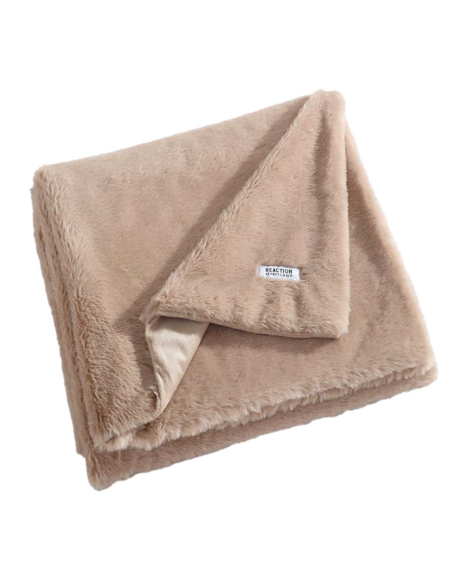 Kenneth Cole Faux Fur Solid Throw Blanket | BEIGE