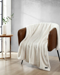 Kenneth Cole Faux Fur Solid Throw Blanket | WHITE