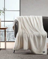 Kenneth Cole Faux Fur Solid Throw Blanket | WHITE