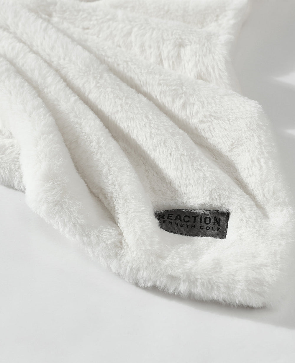 Kenneth Cole Faux Fur Solid Throw Blanket | WHITE