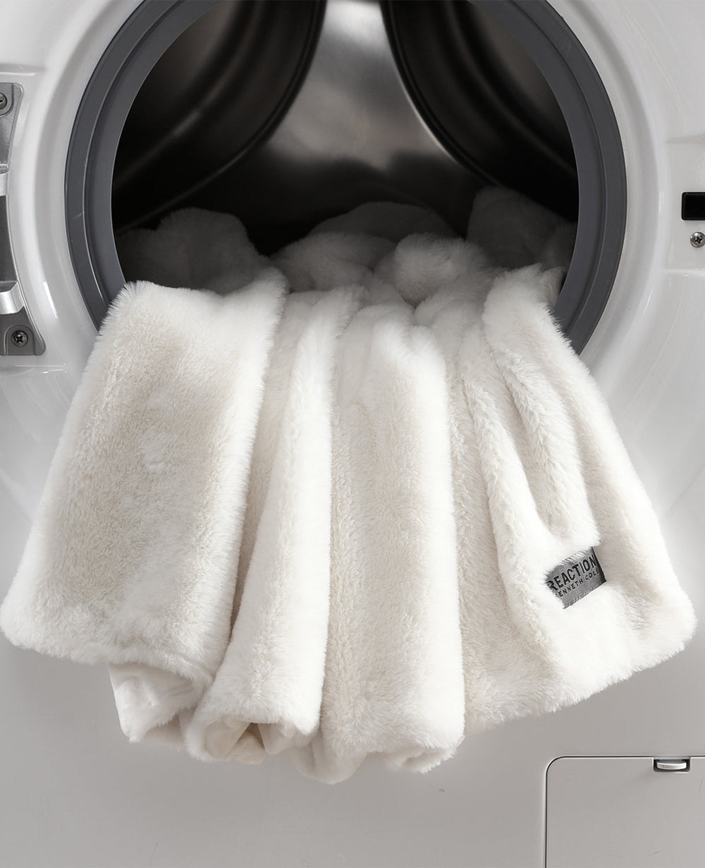 Kenneth Cole Faux Fur Solid Throw Blanket | WHITE