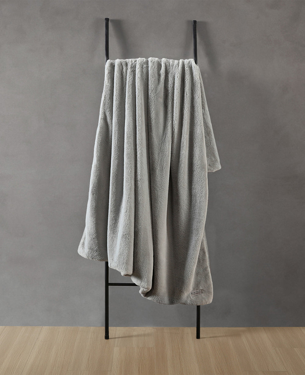 Kenneth Cole Faux Fur Solid Throw Blanket | GREY