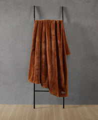 Kenneth Cole Faux Fur Solid Throw Blanket | ORANGE