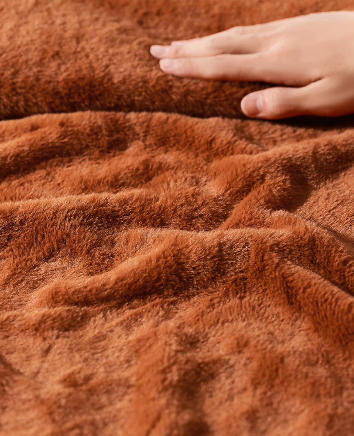 Kenneth Cole Faux Fur Solid Throw Blanket | ORANGE