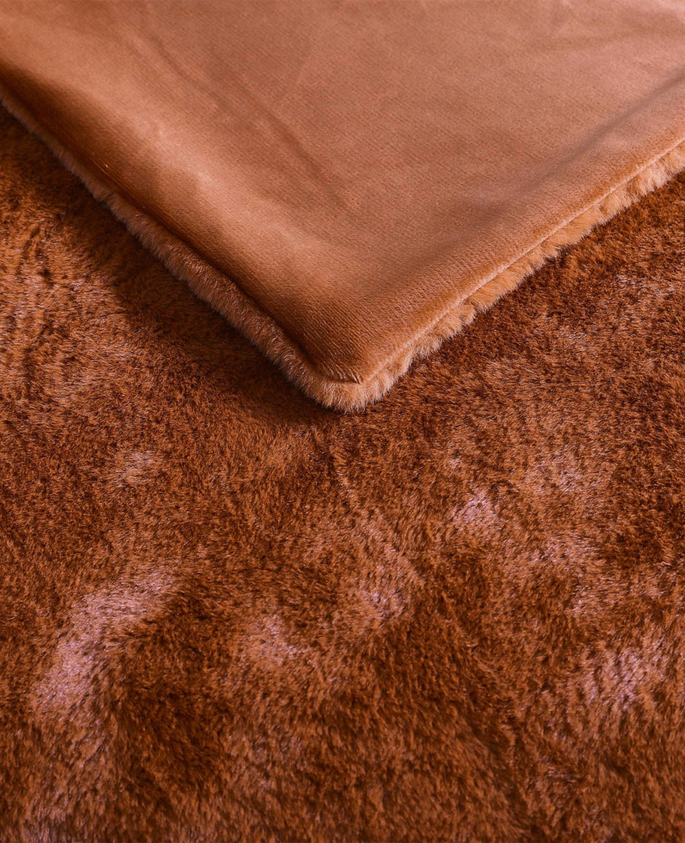 Kenneth Cole Faux Fur Solid Throw Blanket | ORANGE