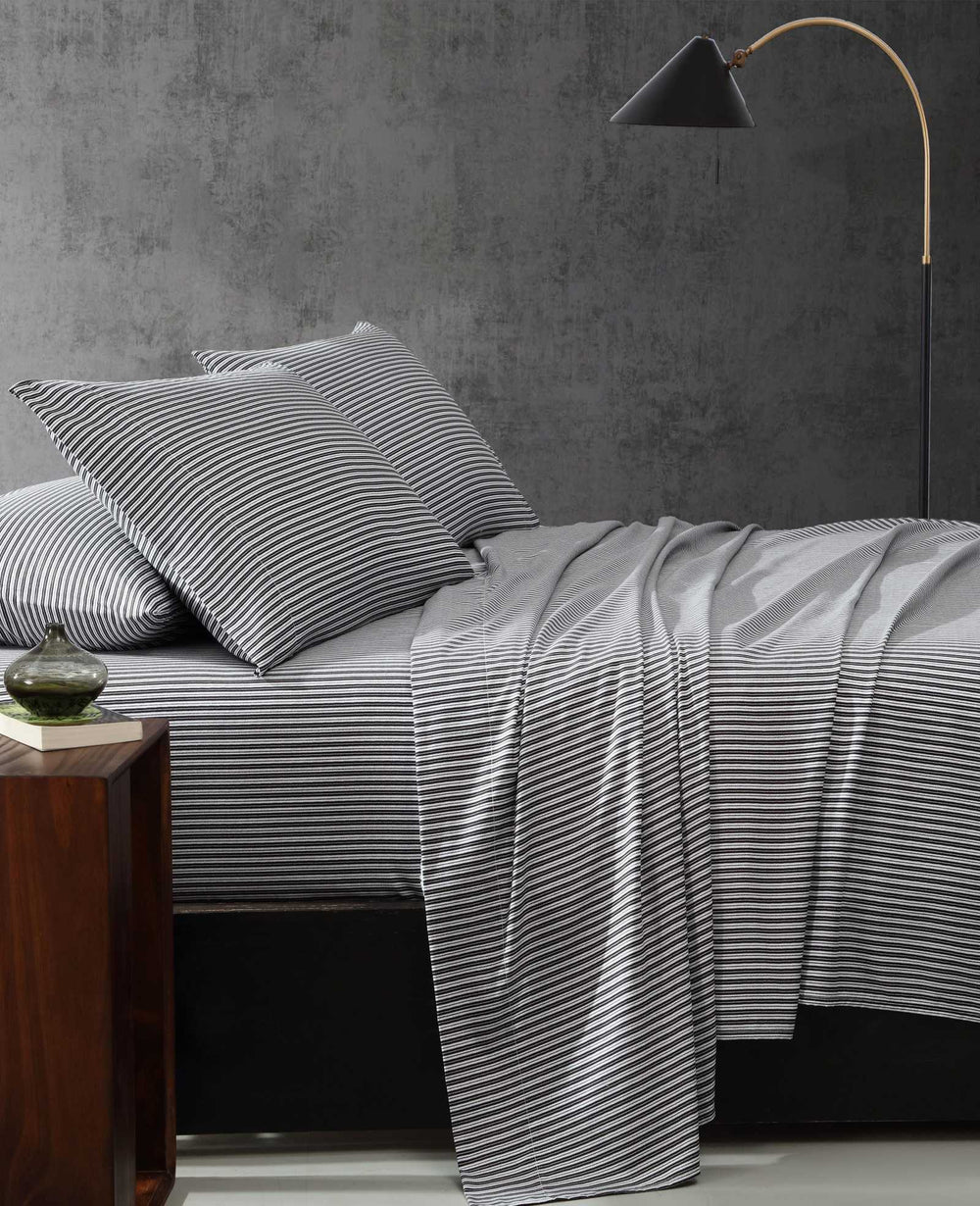 Kenneth Cole Twill Stripe Texture Sheet Set | BLACK/WHITE