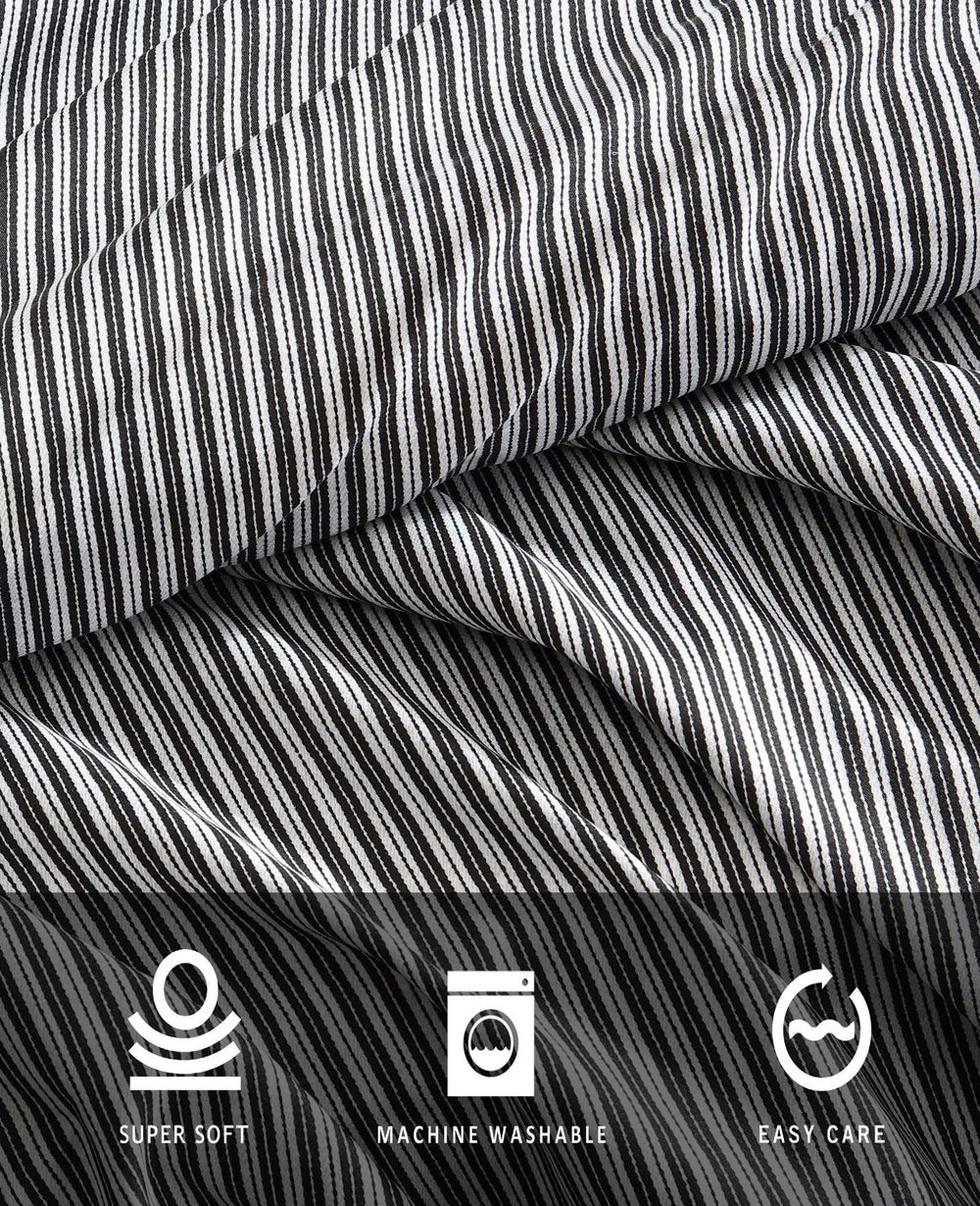 Kenneth Cole Twill Stripe Texture Sheet Set | BLACK/WHITE