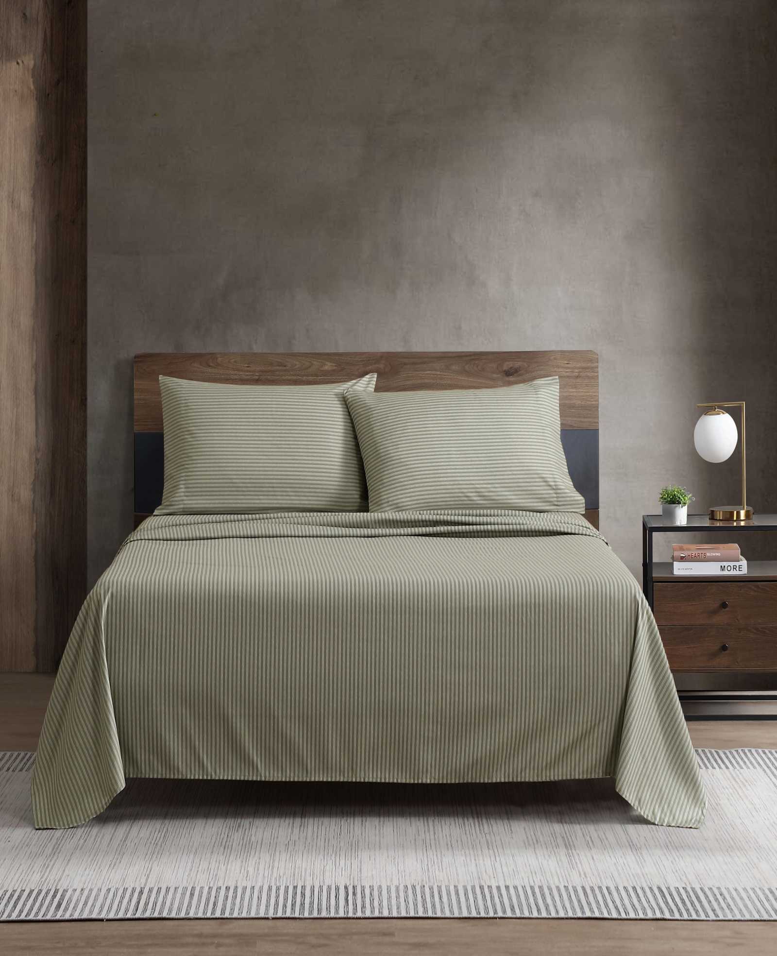 Kenneth Cole Twill Stripe Texture Sheet Set | GREEN