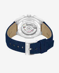 Kenneth Cole Skeleton Automatic Blue Dial Nylon Strap Watch | SILVER