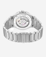 Kenneth Cole Skeleton Automatic Gunmetal Dial Stainless Steel Bracelet Watch | SILVER