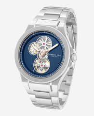 Kenneth Cole Skeleton Automatic Gunmetal Dial Stainless Steel Bracelet Watch | SILVER
