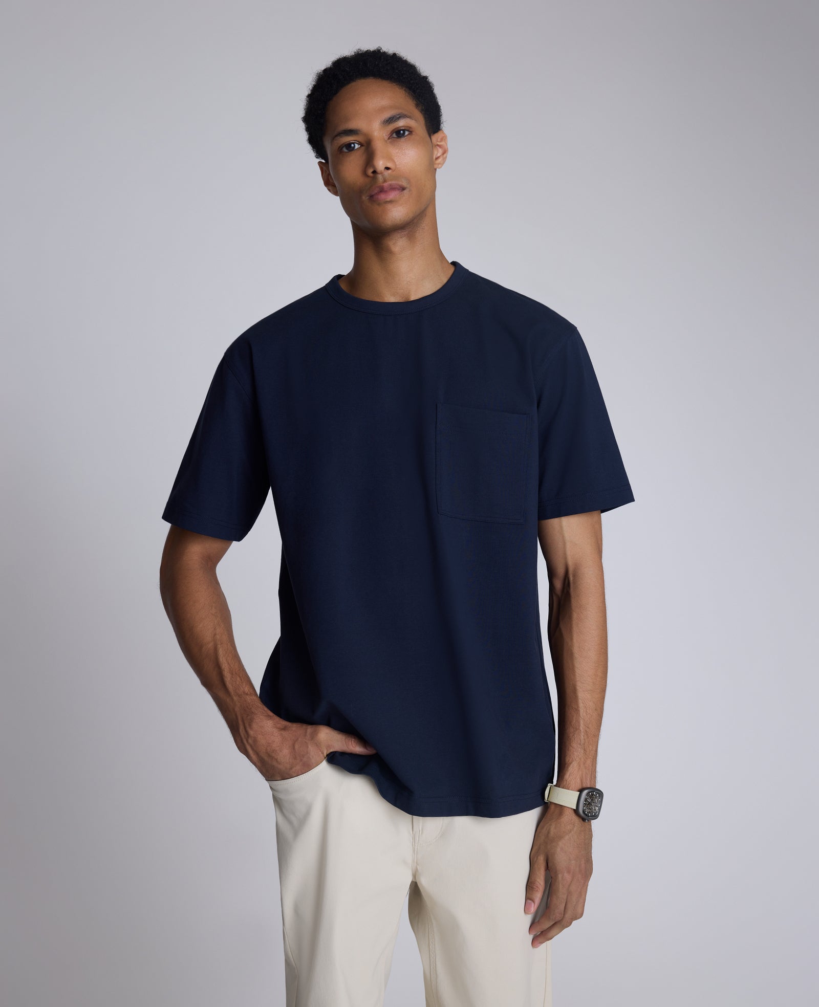 Kenneth Cole Shop Oversized Tee: Navy Crewneck, Stretch Cotton | KC | NAVY