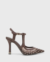 Kenneth Cole Shop Romi Brown Mesh Stud Slingback Heel | Kenneth Cole | BROWN MESH