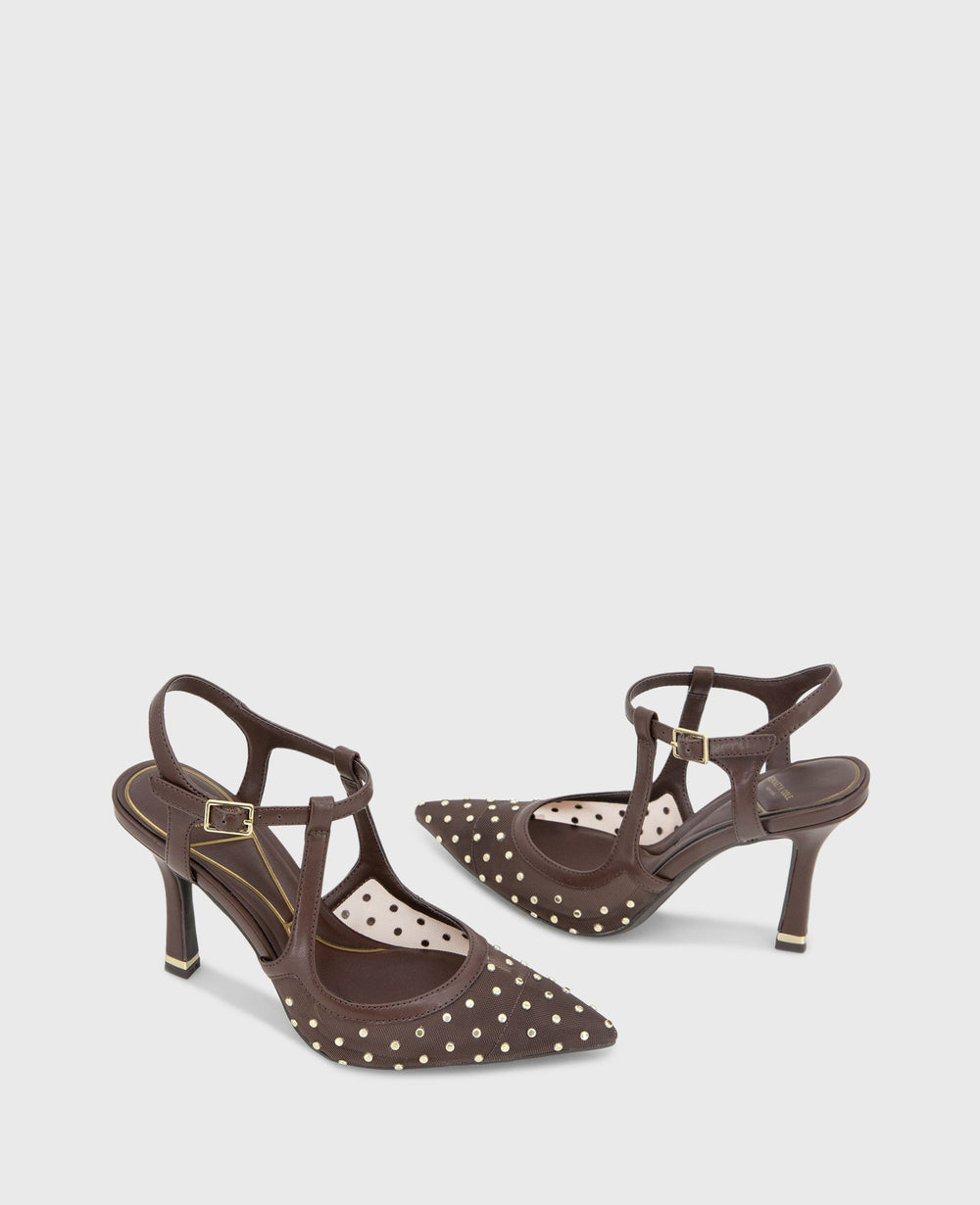 Kenneth Cole Shop Romi Brown Mesh Stud Slingback Heel | Kenneth Cole | BROWN MESH