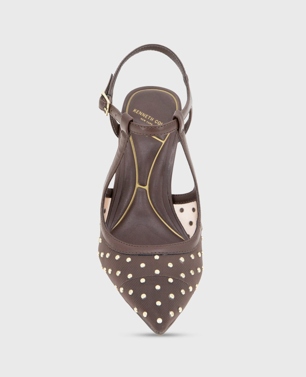 Kenneth Cole Shop Romi Brown Mesh Stud Slingback Heel | Kenneth Cole | BROWN MESH