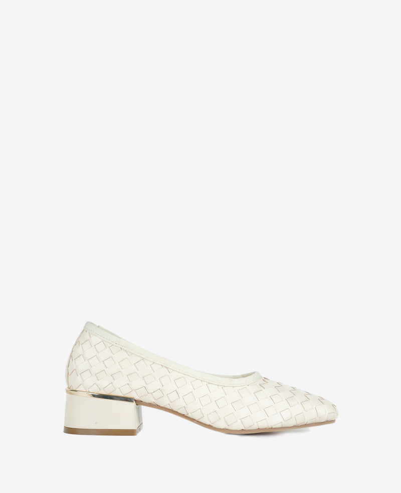Kenneth Cole Birdie Ecru Woven Leather Pump – 1.5" Heel for Women | ECRU WOVEN LEATHER