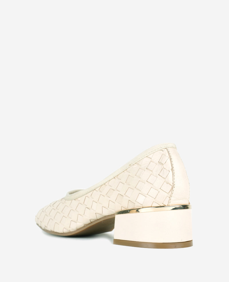 Kenneth Cole Birdie Ecru Woven Leather Pump – 1.5" Heel for Women | ECRU WOVEN LEATHER