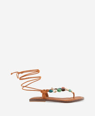 Kenneth Cole Santiago Suede Stone Embellished Wrap Around Sandal | PECAN