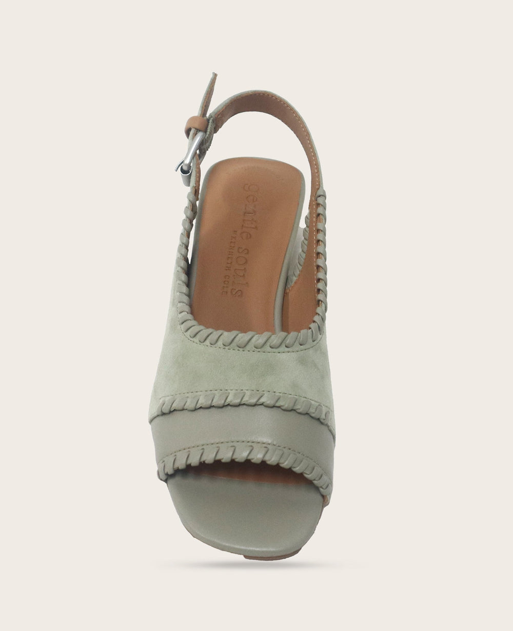 Kenneth Cole GENTLE SOULS - Samarra Suede Braided Detail Slingback Heel | SILVER SAGE SUEDE
