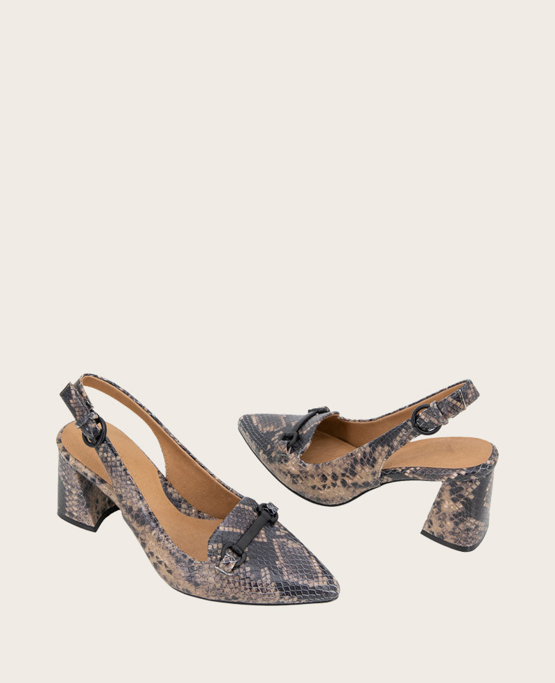 Kenneth Cole Diana Leather Bow Heel – Gentle Souls by Kenneth Cole | BROWN SNAKE LEATHER