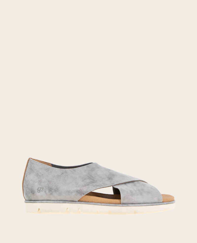 Kenneth Cole Shop Leslie X Band Sandals – Metallic Leather Comfort Fit | KC | SILVER LEATHER